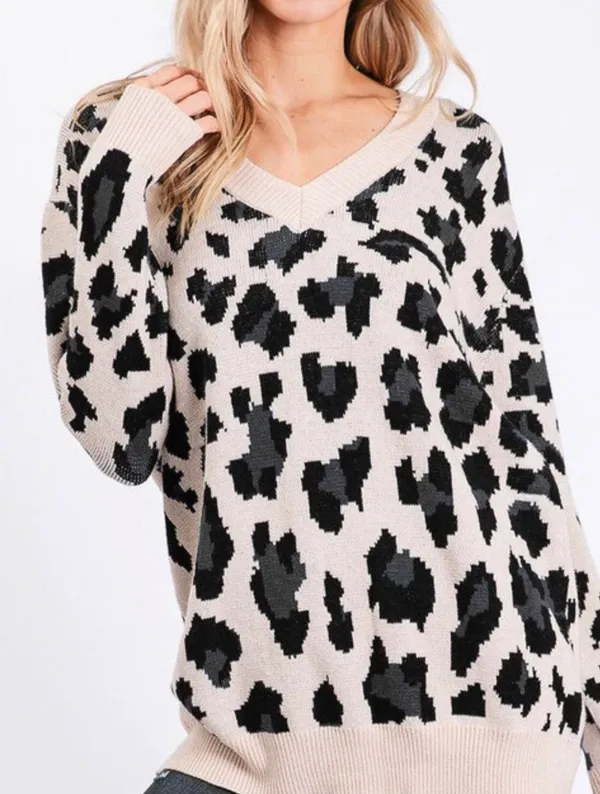 Oversized Leopard Print Sweater Multi - Image 2