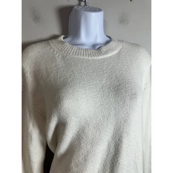 Banana Republic Off White Textured Cotton Blend Pullover‎ Sweater Size S - Image 4