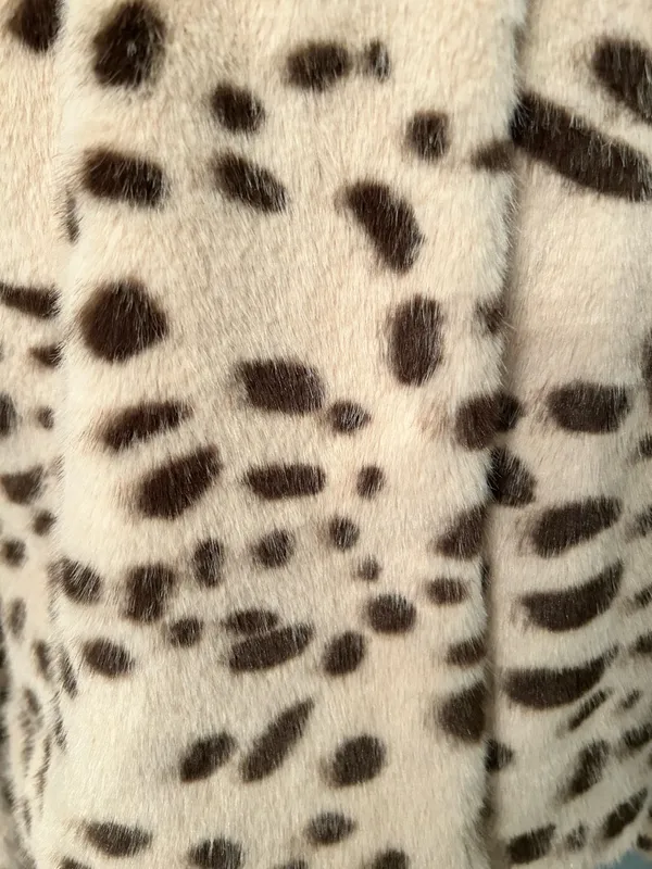a new day Cream and Brown Faux Fur Leopard Jacket - Image 3