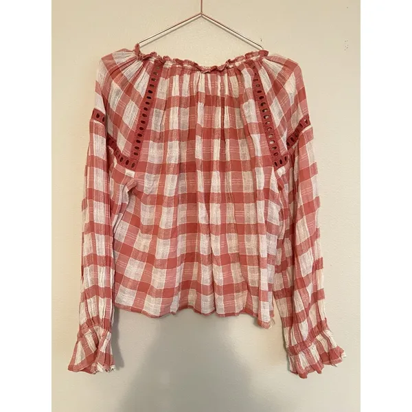 Free People Boho Fall‎ Plaid Honey Grove Top Size Small - Image 10