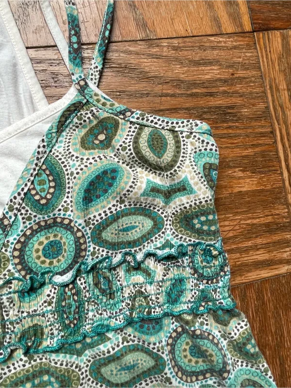 Y2K Younique XL top ~ teal and brown bohemian paisley pattern ~ Excellent - Image 4