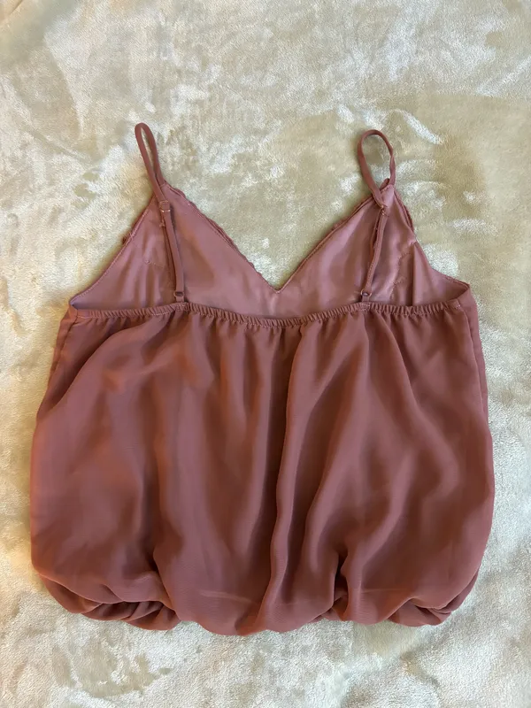 Willow Root Cami Top Dusty Rose Adjustable Straps with Crochet Lace Overlay Size XS - Image 2