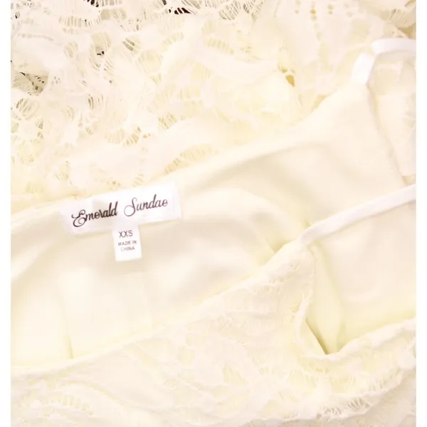 NWT Emerald Sundae Juniors Lace Slip Spaghetti Strap Dress Ivory Off White XXS - Image 5