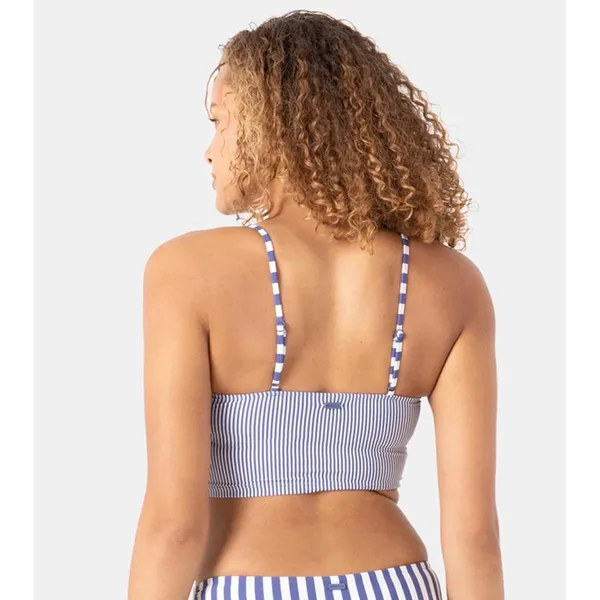 NWT Roxy Cropped Swim Tank Top Blue White Stripe UPF 50 Quick Dry Medium - Image 2