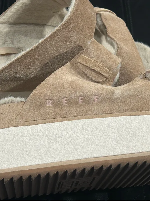 Reef Women's Plush Suede Double-Strap Slide Sandals - Beige - Image 6
