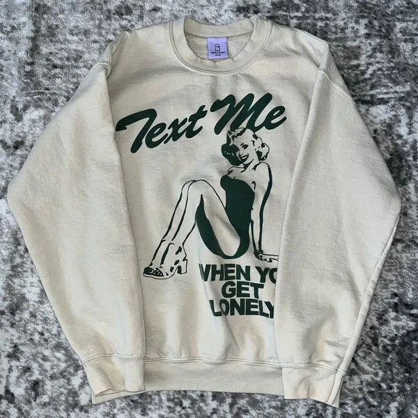 Lonely Ghost Text Me When You Get Lonely Crewneck Sweater - Image 2