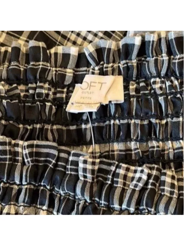 LOFT Plaid Gingham Square Neck Midi Dress Size L NWT - Image 5