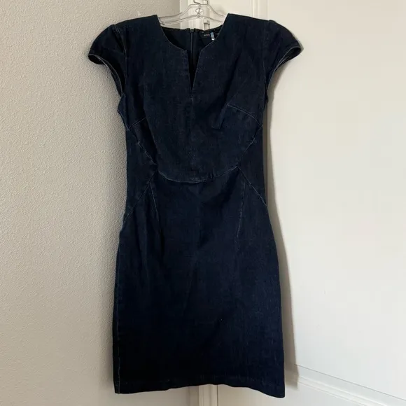 Banana Republic Dark Wash Denim Stretch Dress Size 4 Cap Sleeve Career Chic Sexy - Image 10