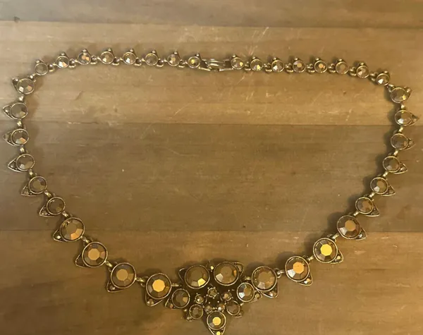 Vintage Rhinestone Statement Necklace Gold - Image 7