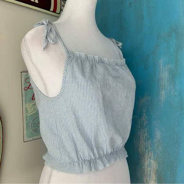 Brandy Melville John Galt Blue Striped Tank Top - Image 2