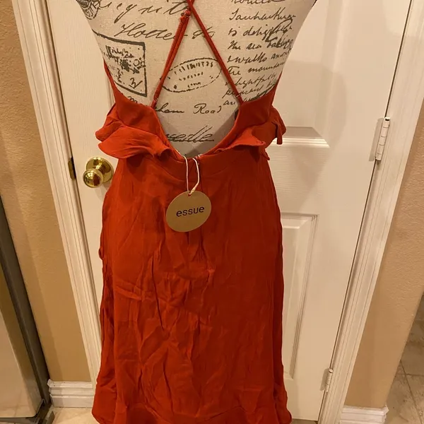 NWT Rust ESSUE Dress L w/ crossover back & lining - Image 5