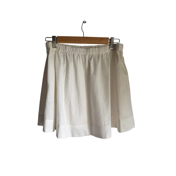 Free-est Free People Cream Cotton Mini Skirt Medium Elastic Waist Pockets - Image 6
