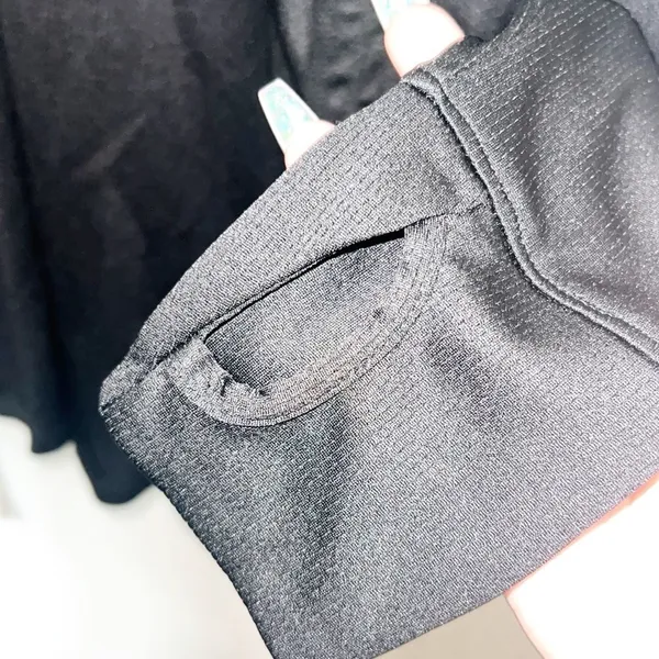 Avia Black Long Sleeve Ruched Tie Side Thumbhole Quarter Zip Active Top - Image 5