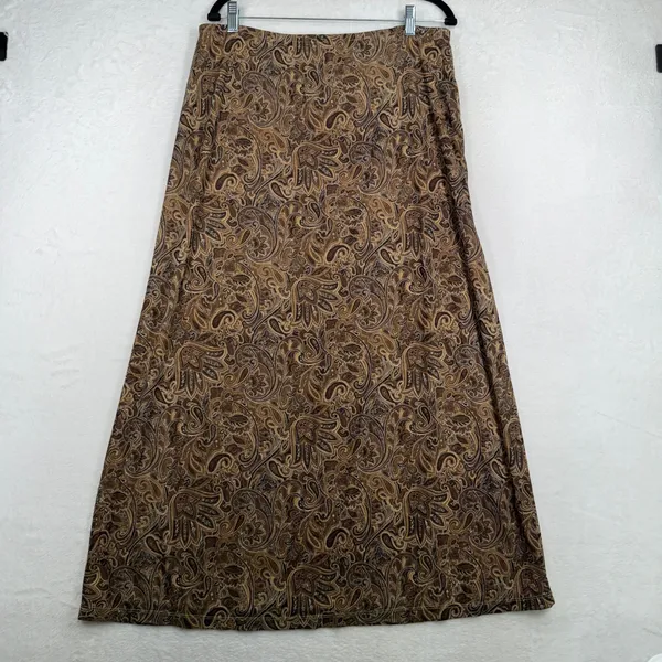 Emma James Vintage Y2K Large Maxi Skirt Brown Paisley Mesh Boho Earthy Natural Academia - Image 2