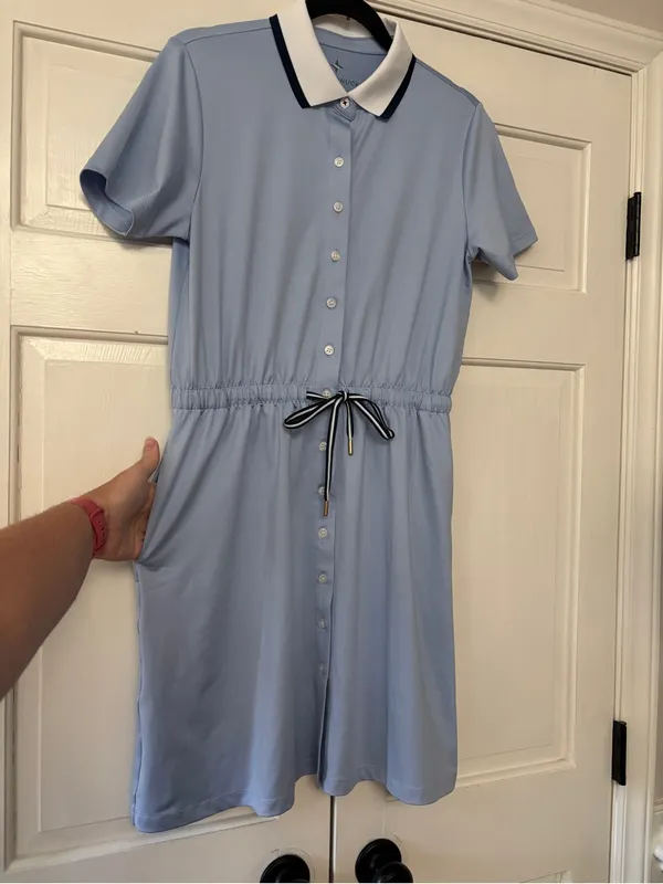 Tuckernuck Light Blue Short Sleeve Performance Jersey Alcott Golf Dress Medium - Image 4