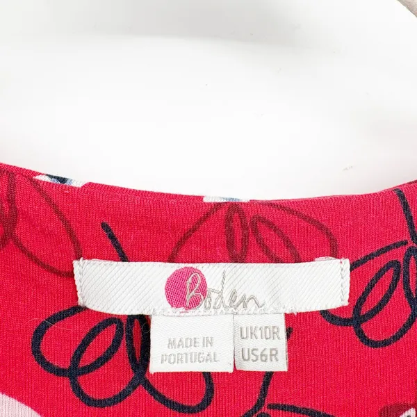 Boden Womens‎ Lily Jersey Faux Wrap Pop Peony Meadow Dress Red Floral Size 6 - Image 6