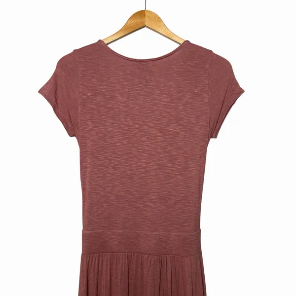 Anthropologie Dolan Knotted Taya Dress M Mauve Pink Twist Front Fit Flare‎ Chic - Image 5
