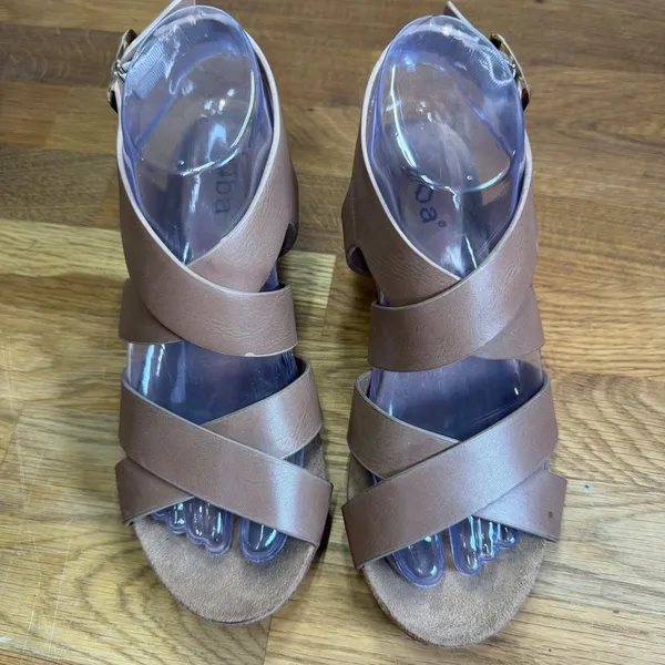 Diba Weekend Brown Strappy Cork Wedge Sandals Women's 6 Buckle Open Toe - Image 3