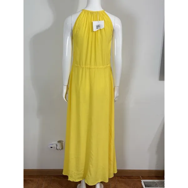 Diane von Furstenberg Women XS Sally Dress Yellow Lemon Zest Maxi Drawstring NWT - Image 2