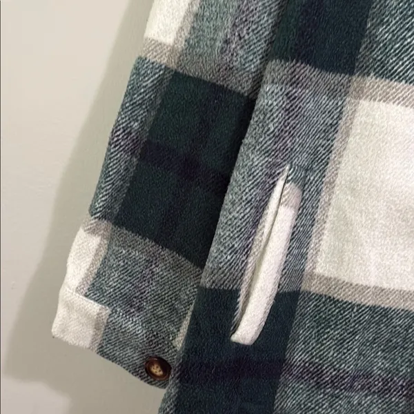 Fall Flannel Plaid Hooded Jacket with Hood - Image 8
