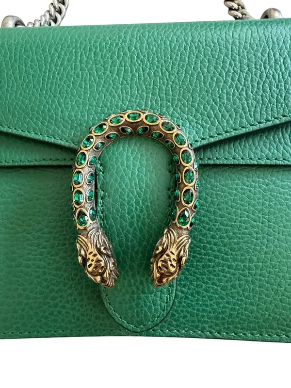 GUCCI Dionysus Emerald Green Leather Mini Crossbody Bag - Image 10