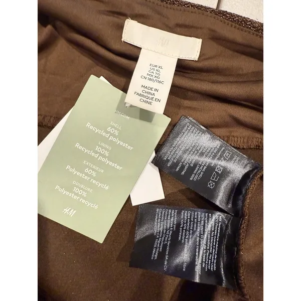 NEW H&M Dress XL Brown/Bronze 90s Friends Shimmer Stretch Minimal Whimsigoth - Image 3