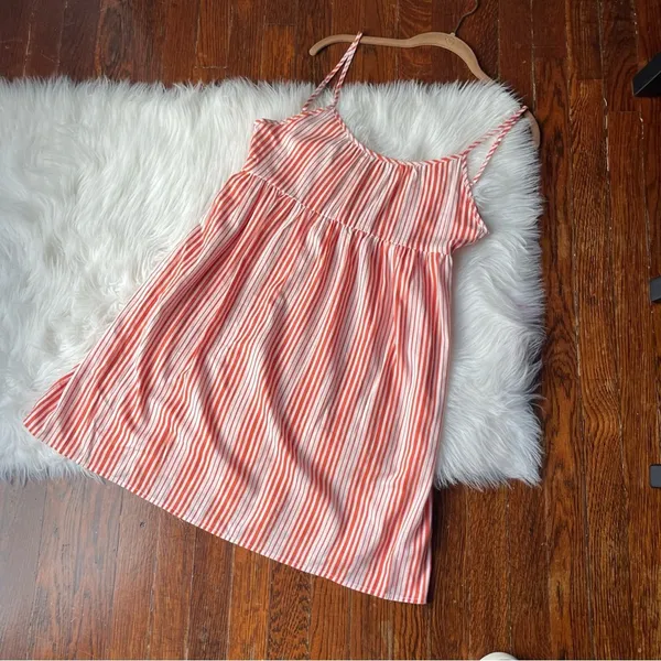 GLAM Striped Babydoll Dress Orange & Cream NWOT - Image 6