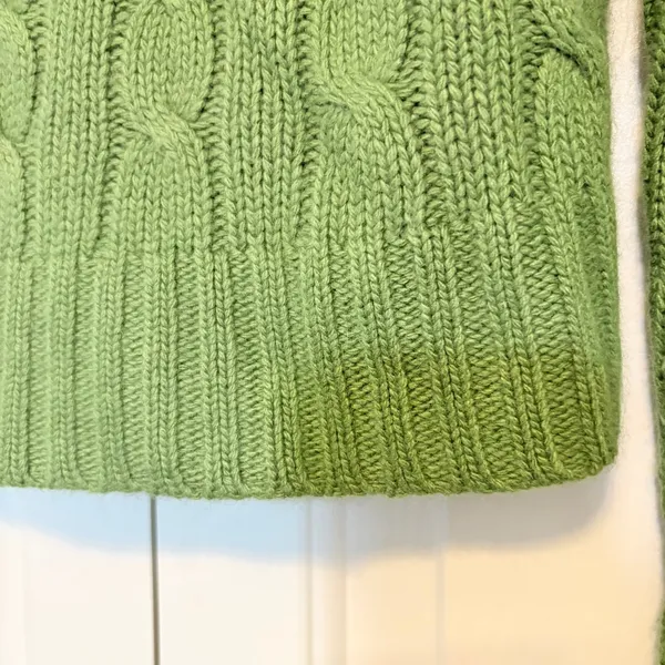 J.Crew Green Cable Knit Turtleneck Sweater Womens Long Sleeve Pullover Small - Image 6