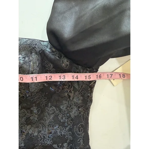 Eliza J Black Dress Sequin Lace Off Shoulder Puff Sleeve Size 4 Glam Cocktail - Image 12