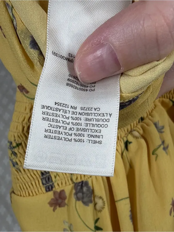 Aritzia Wilfred Yellow Floral Genoa Smocked Milkmaid Midi Dress - Image 5