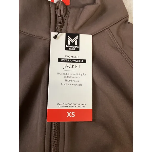Members Mark Womens Extra-Warm Jacket Brown XS Full Zip Thumbholes‎ NWT - Image 2