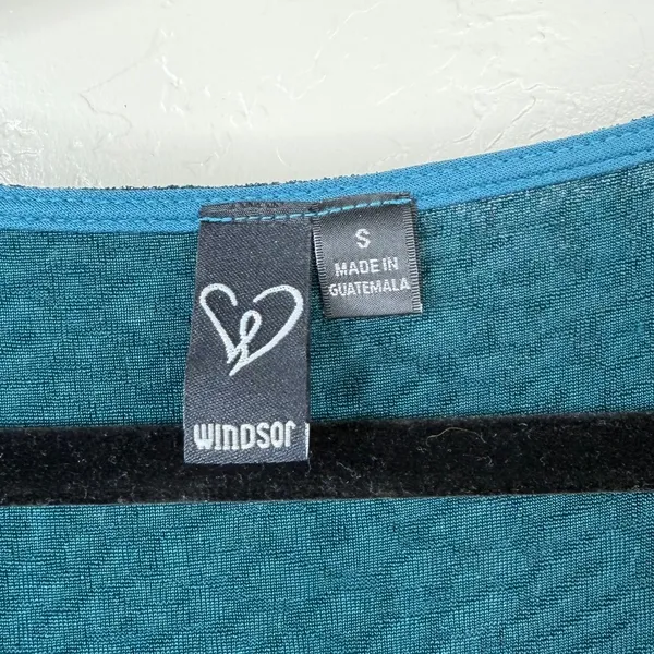 WINDSOR Teal Green Make It Shimmer Glitter Asymmetric Sheer Midi Dress Small - Image 9