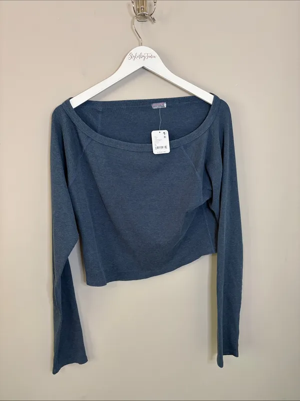 Free People Navy Wide-Leg Sweatpants - Image 7