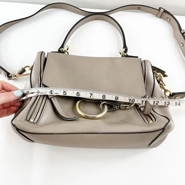 Chloé Faye Leather Crossbody Day Bag Purse Motty Grey - Image 13