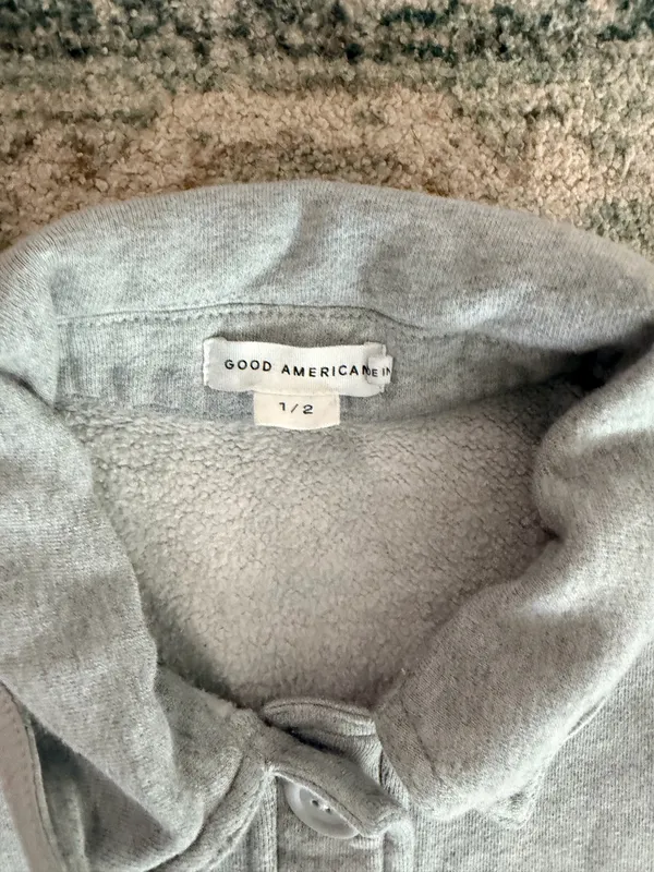 Good American heather gray cropped long sleeve shacket M - Image 8