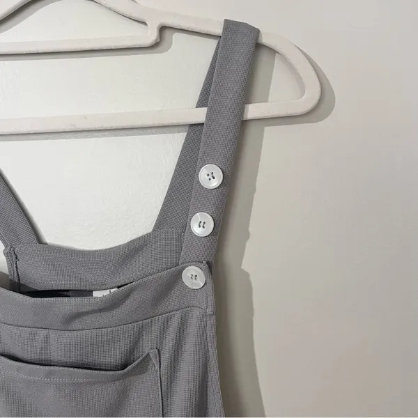 Halara Women’s Overalls Medium Gray Waffle Knit Casual Minimalist Comfy Capsule - Image 3