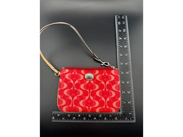 Coach Red Signature Wristlet Pouch - Image 7