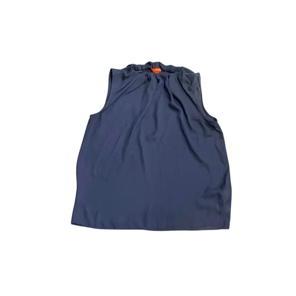 Joe Fresh Sleeveless Navy Blue Pleated Mock Neckline Blouse M Flowy Lightweight - Image 3