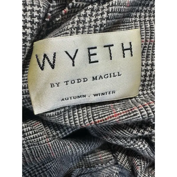 WYETH‎ Todd Magill Plaid Cropped Frayed Deconstructed Blazer Jacket Wool Silk Sm - Image 6