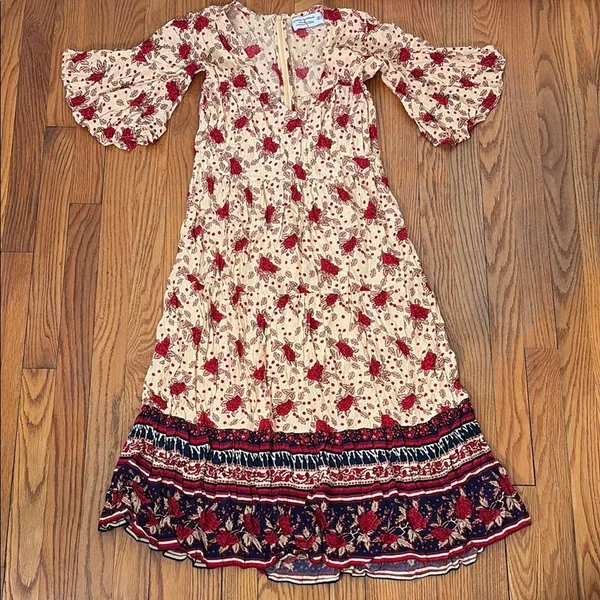 Faithfull‎ The Brand x Anthropologie Floral Polka Dot Melia Midi Dress Small - Image 3