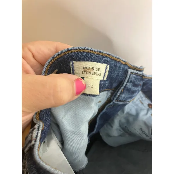 Madewell Stovepipe Jeans Womens 25 Blue Excellent Mid-Rise Straight Leg Denim - Image 6