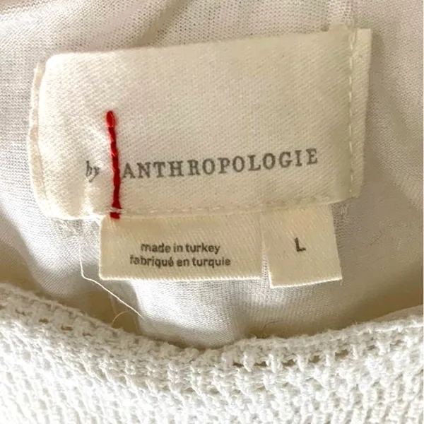 by Anthropologie Large Ivory Ruffled Pointelle Mini Dress - Image 6
