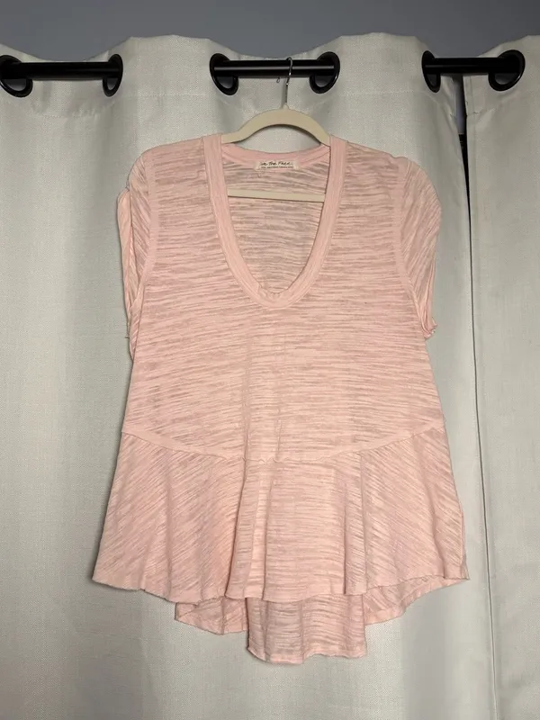 We The Free Slub Knit Peplum Sleeveless Top in Light Pink Size Small - Image 2