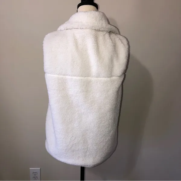 Abercrombie & Fitch Soft A&F Sherpa Fleece Vest Off White Black Size Small Zip - Image 6