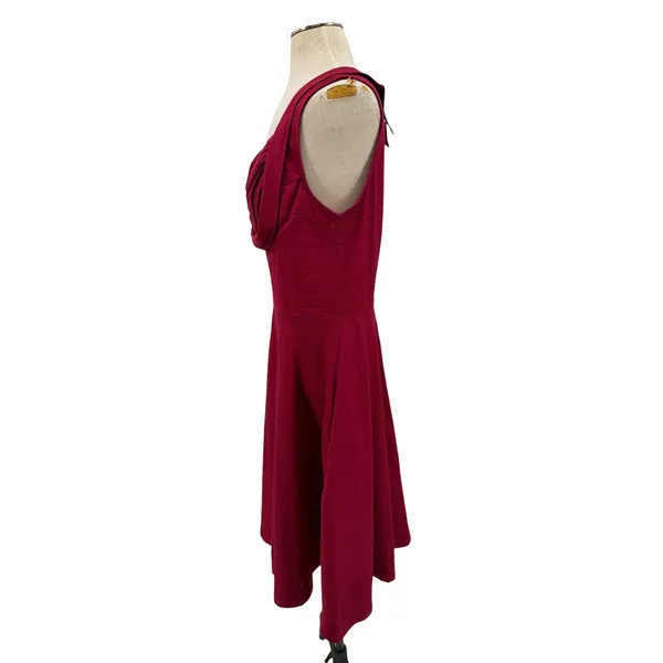 Lindy Bop Ophelia Shelf Bust Burgundy 50s Pinup Swing Dress Large UK 14 US Large - Image 5