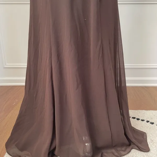 Wtoo Chocolate Brown Formal Gown Bridesmaid Dress Open Back Halter 6 - Image 5