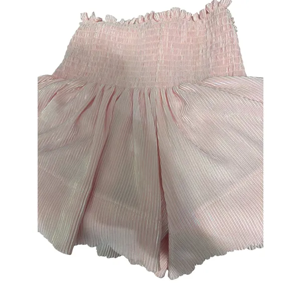 Queen of Sparkles Pink Iridescent Smocked Pleated Skort XS Womens Metallic - Image 3