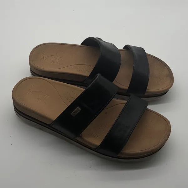 Reef Cushion Vista Hi Black Tan Platform Double Strap Slide Sandals Womens 8 - Image 2