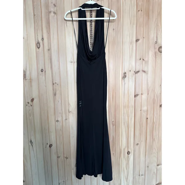 NWT Lulus Eye-Catching Silhouette Black Cowl Neck Halter Maxi Dress Holiday Sz S - Image 5