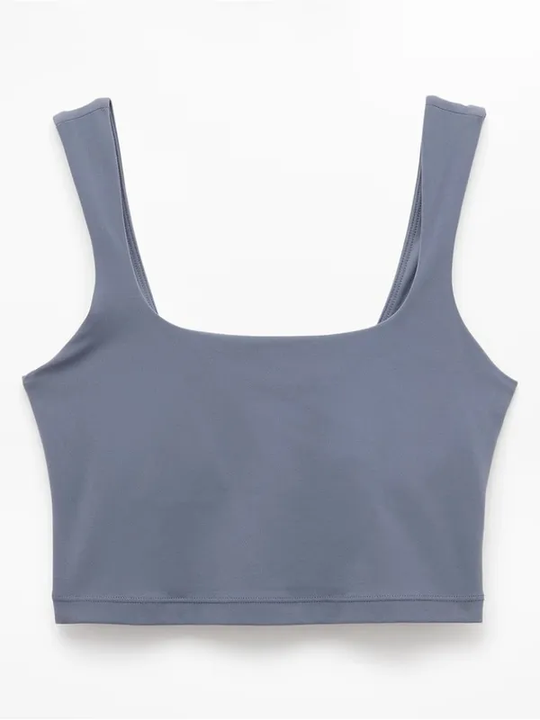 New Athleta XS Transcend Square Neck Crop Sports Bra A-C X-Small Slate Grey - Image 4
